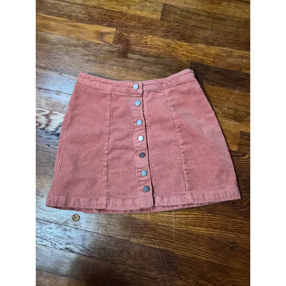 Forever 21 Pink Corduroy Button Front Mini Skirt Cottagecore Boho Size M